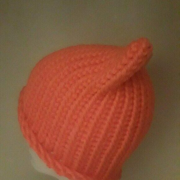 Handmade cat ear beanie ( neon orange) - Picture 2 of 5